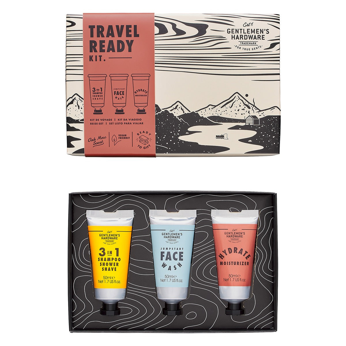 Gentlmens Hardware Gentlemen"s Hardware Travel Ready Kit(Shower Gel/Face Wash/Moisturizer)