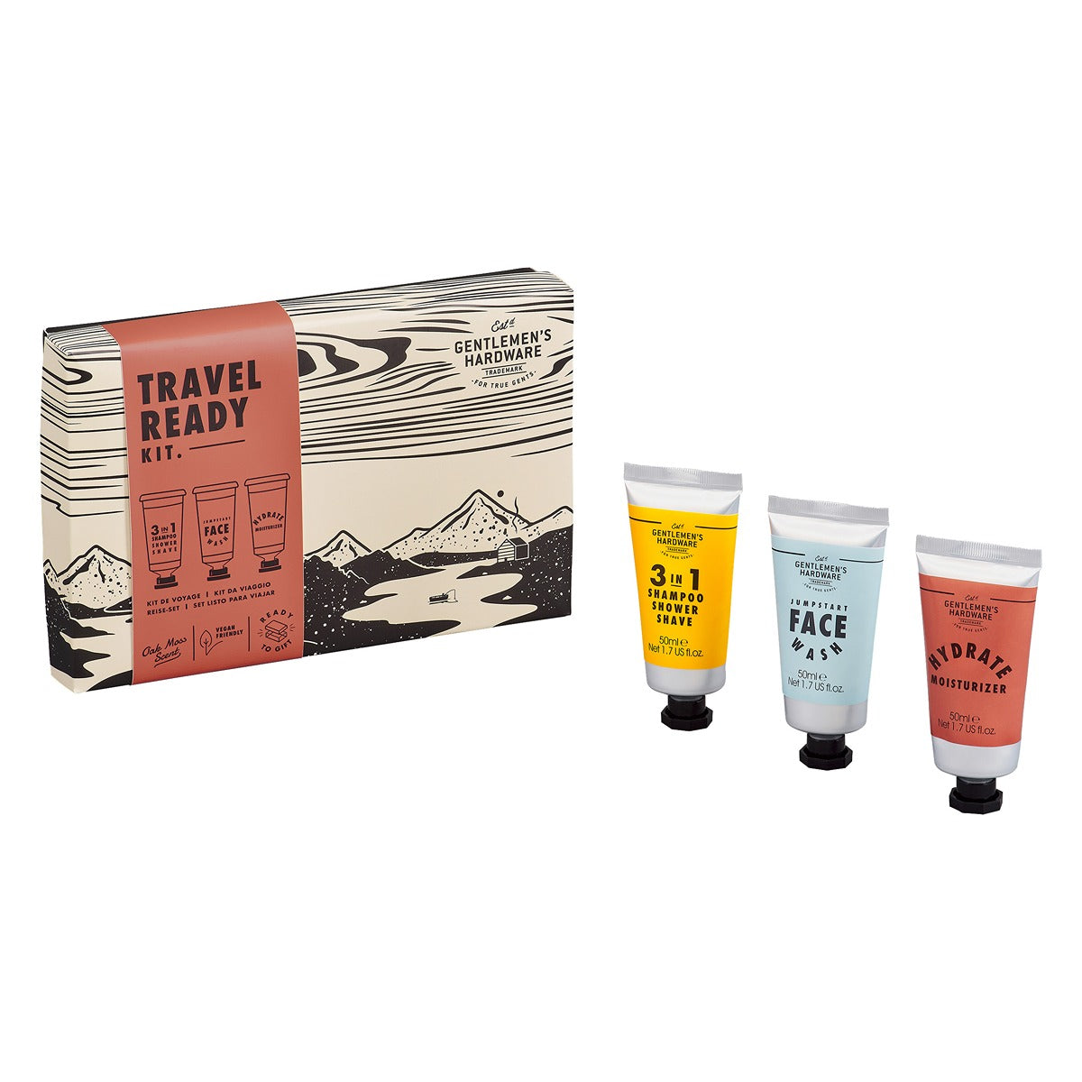 Gentlmens Hardware Gentlemen"s Hardware Travel Ready Kit(Shower Gel/Face Wash/Moisturizer)