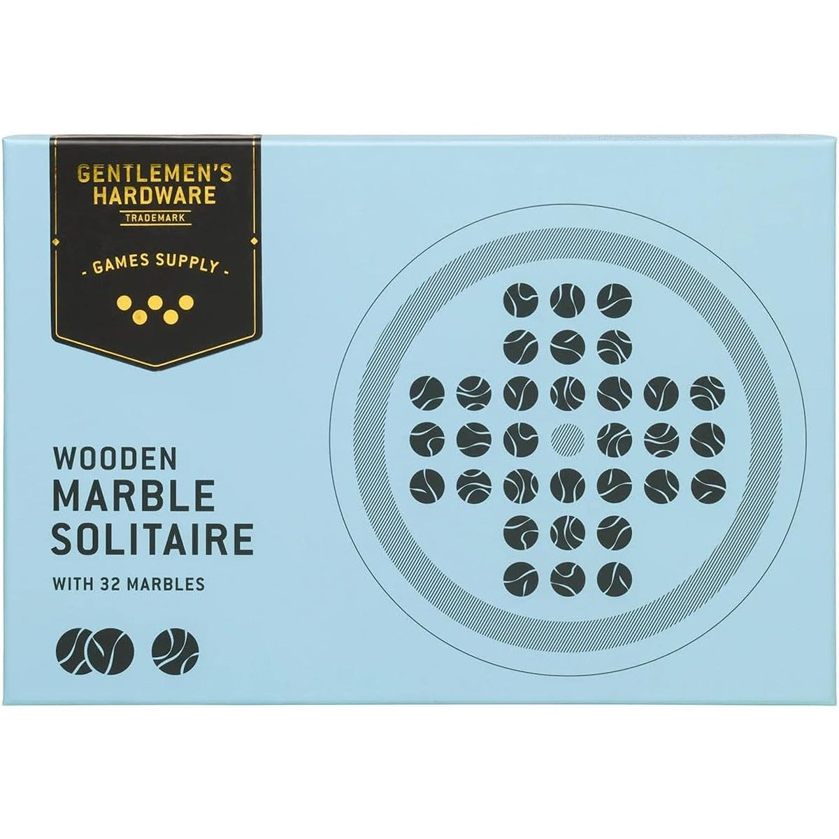 Gentlmens Hardware Wooden Marble Solitaire
