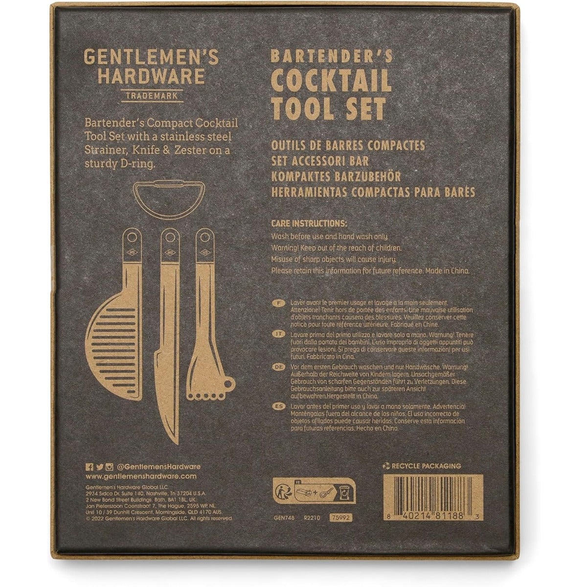 Gentlmens Hardware Compact Cocktail Bar Tools Set