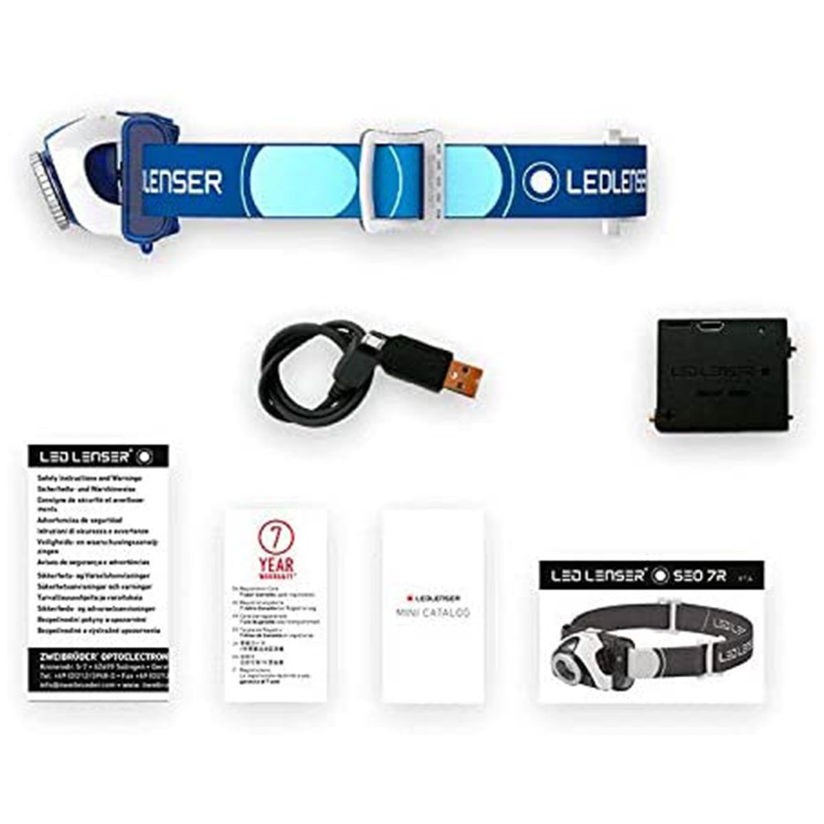 Ledlenser SEO7R (blue)  with 1 X Cree LED, and battery in blister(update version)