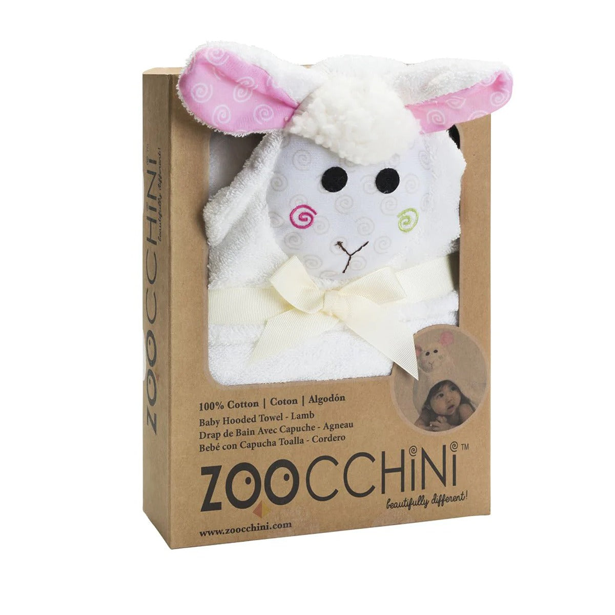 Zoocchini Baby Hooded Towel - Lola the Lamb