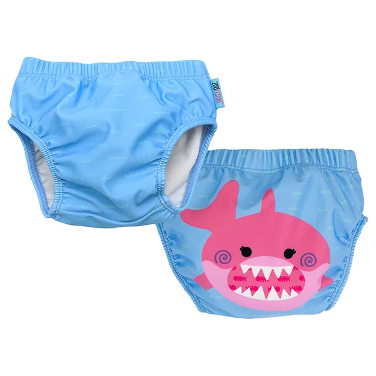 Zoocchini Reusable Baby Swim Diaper & Sun Hat Set - M (6M-12M) - Pink Shark