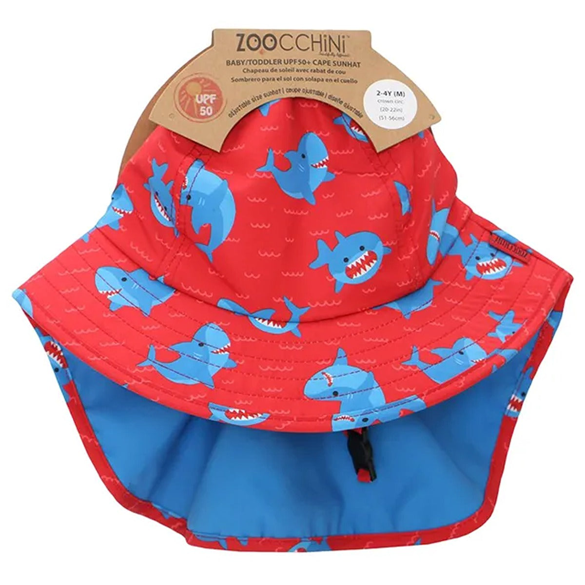 Zoocchini UPF50+ Cape Sunhat - Blue Shark - 2-4Y
