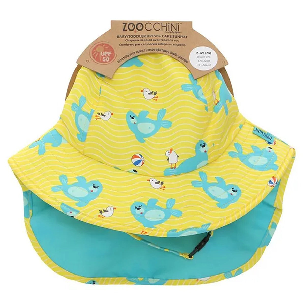 Zoocchini UPF50+ Cape Sunhat - Seal - 2-4Y