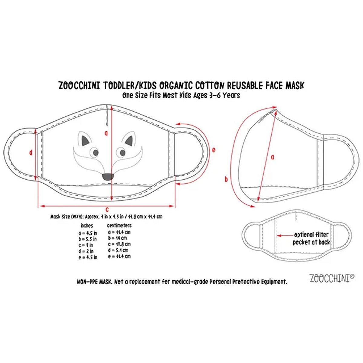 Zoocchini Kids Organic Reusable Cloth Face Masks 3 Pc Set - Dog Multi
