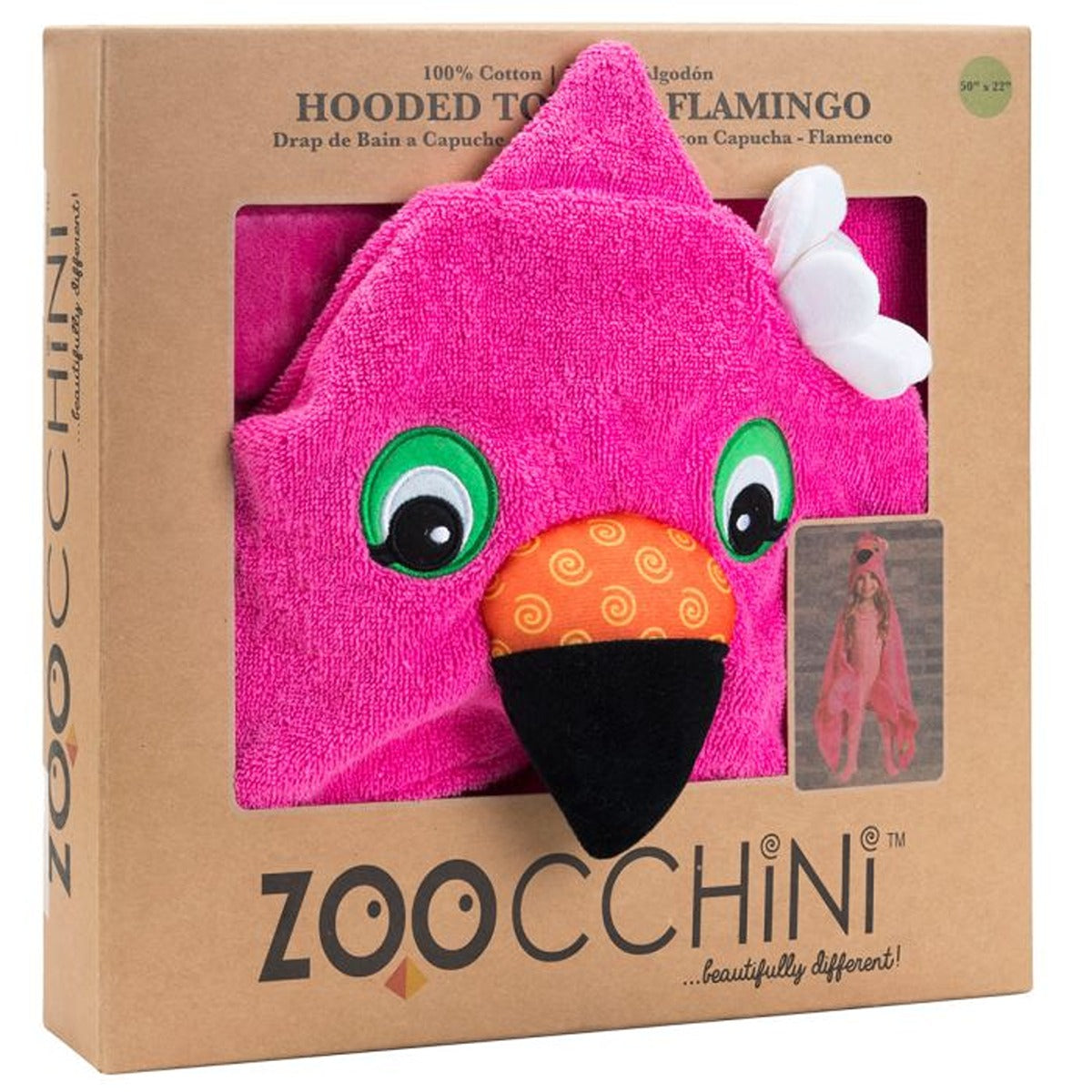 Zoocchini Hooded Towel - Franny the Flamingo