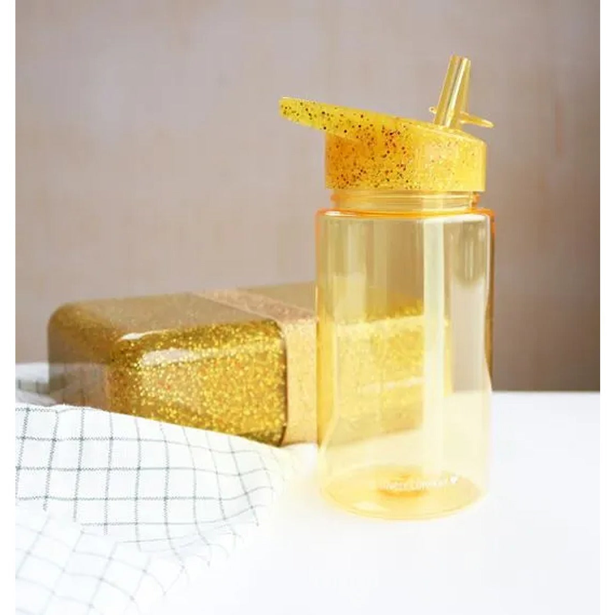 A Little Lovely Company Drink Bottle - Glitter - Gold