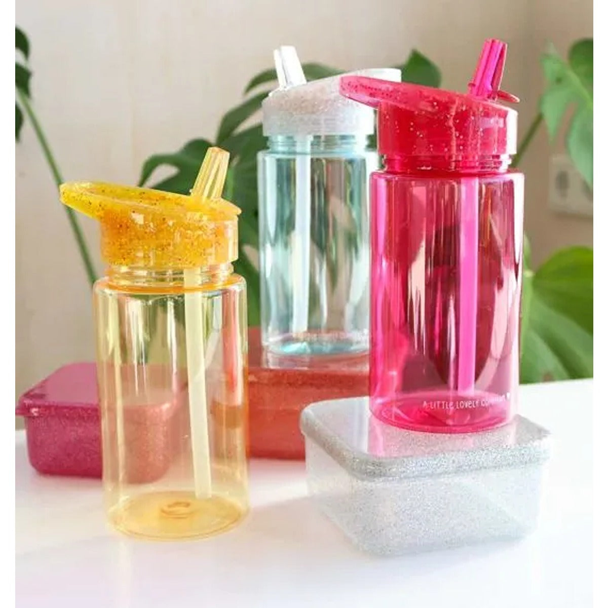 A Little Lovely Company Drink Bottle - Glitter - Gold