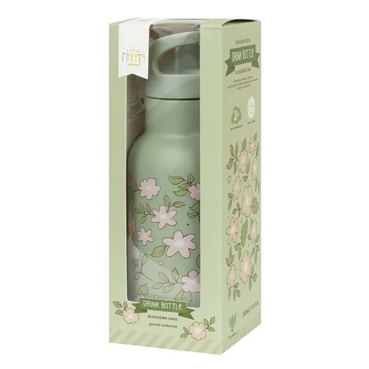 A Little Lovely Company Stainless steel drink bottle: Blossoms Sage