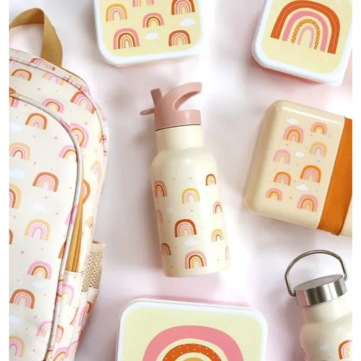 A Little Lovely Company Stainless steel drink bottle: Rainbows