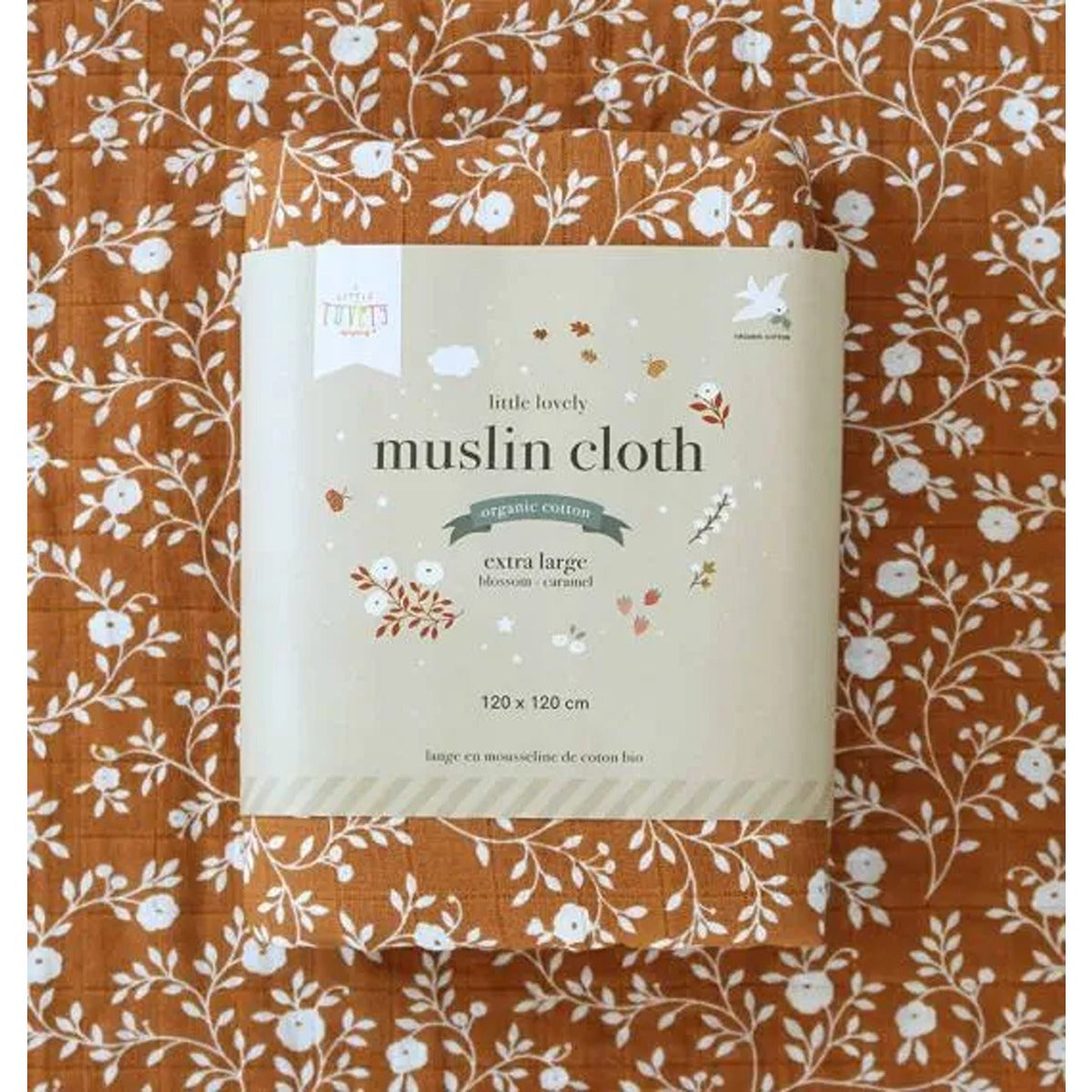 A Little Lovely Company Muslin Cloth XL Blossom - Caramel