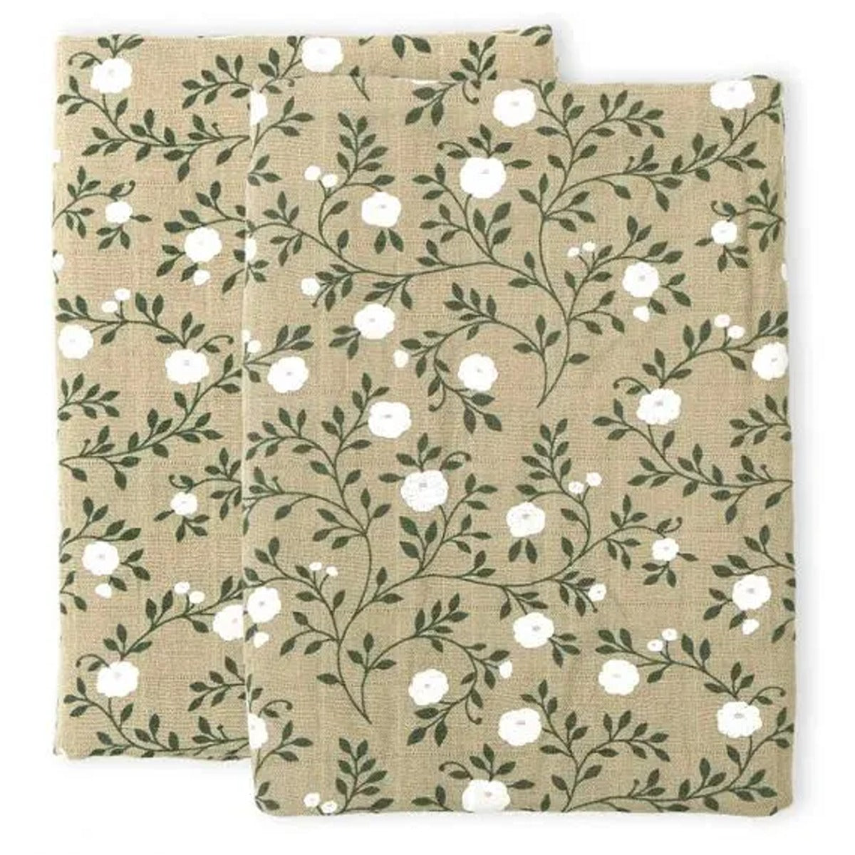 A Little Lovely Company Muslin Cloth Set of 2 Blossom - Dark Sage