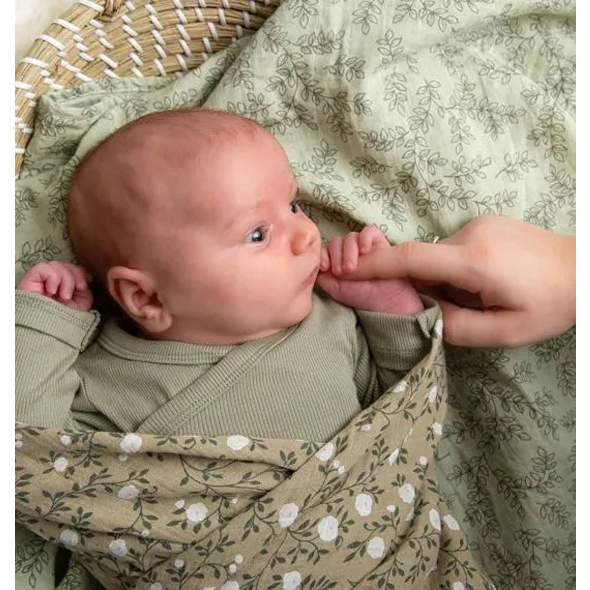 A Little Lovely Company Muslin Cloth Set of 2 Blossom - Dark Sage