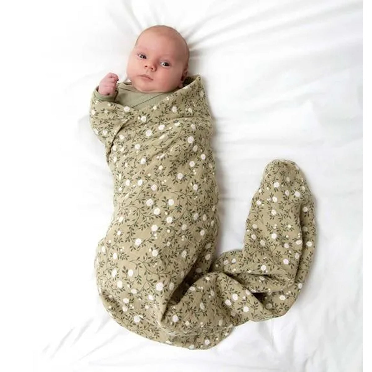 A Little Lovely Company Muslin Cloth XL Blossom - Dark Sage