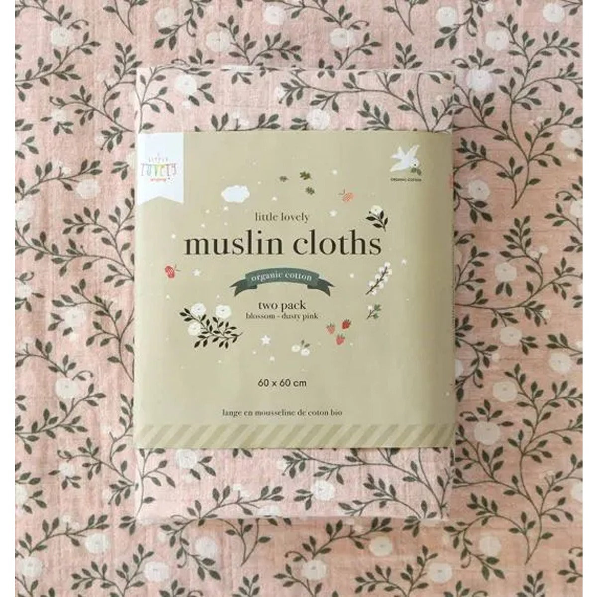 A Little Lovely Company Muslin Cloth Set of 2 Blossom - Dusty Pink