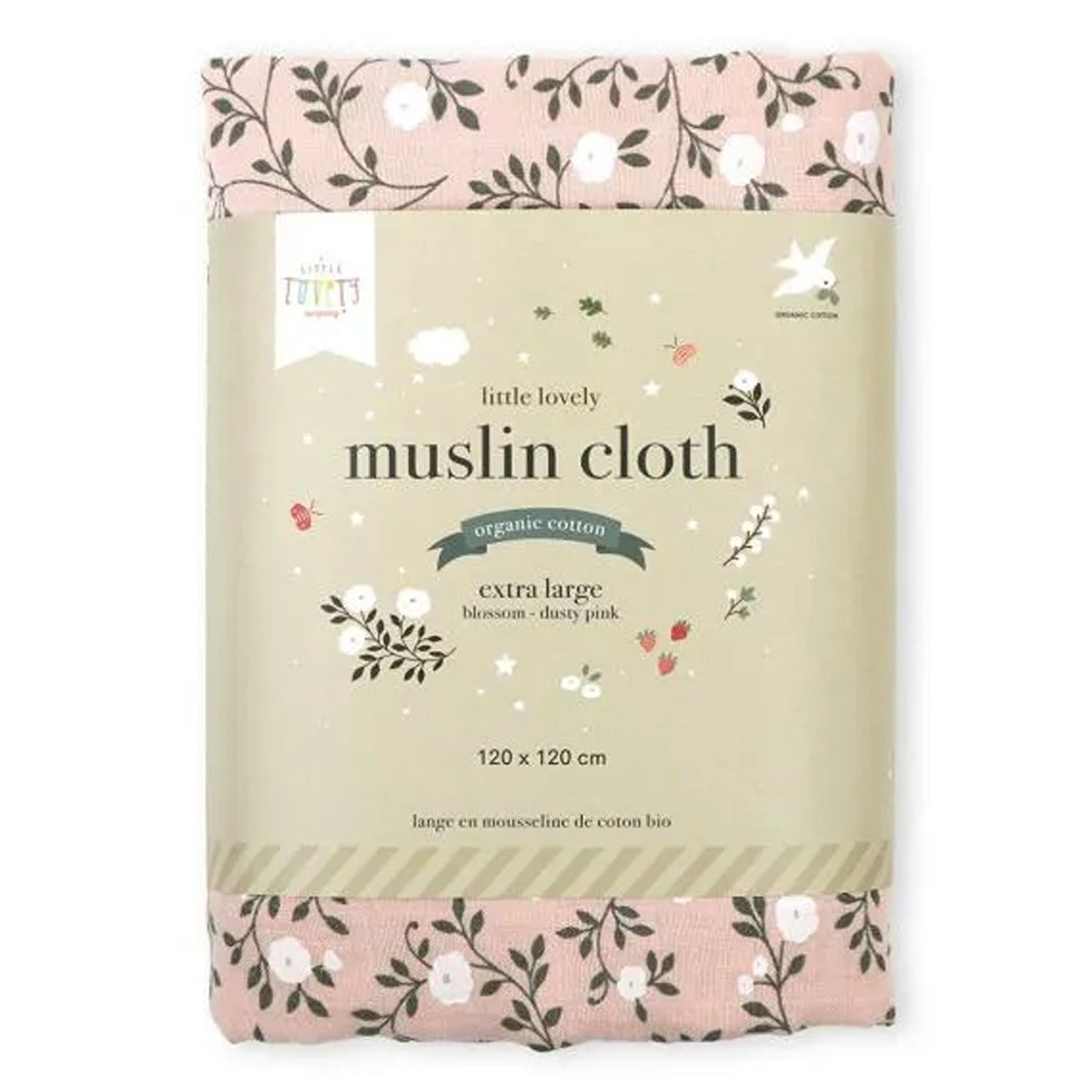 A Little Lovely Company Muslin Cloth XL Blossom - Dusty Pink