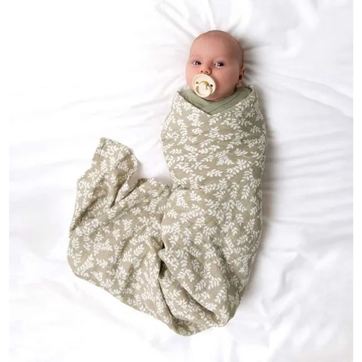 A Little Lovely Company Muslin Cloth XL Leaves - Taupe