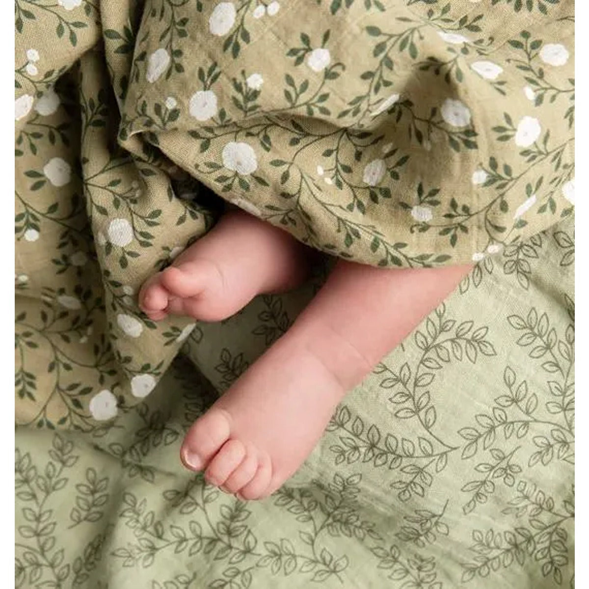 A Little Lovely Company Muslin Cloth Set of 2 Leaves - Sage