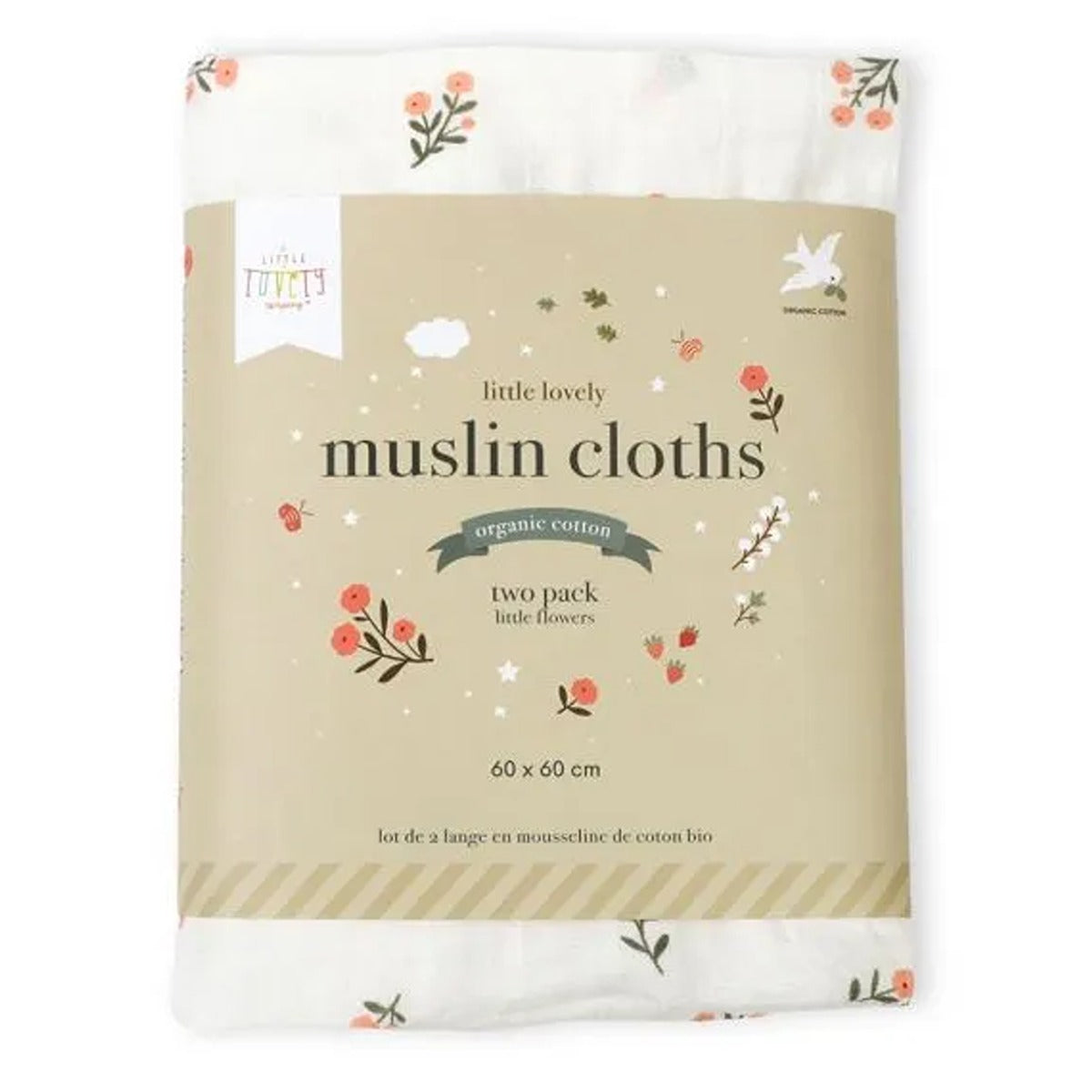 A Little Lovely Company Muslin Cloth Set of 2 Little Flowers