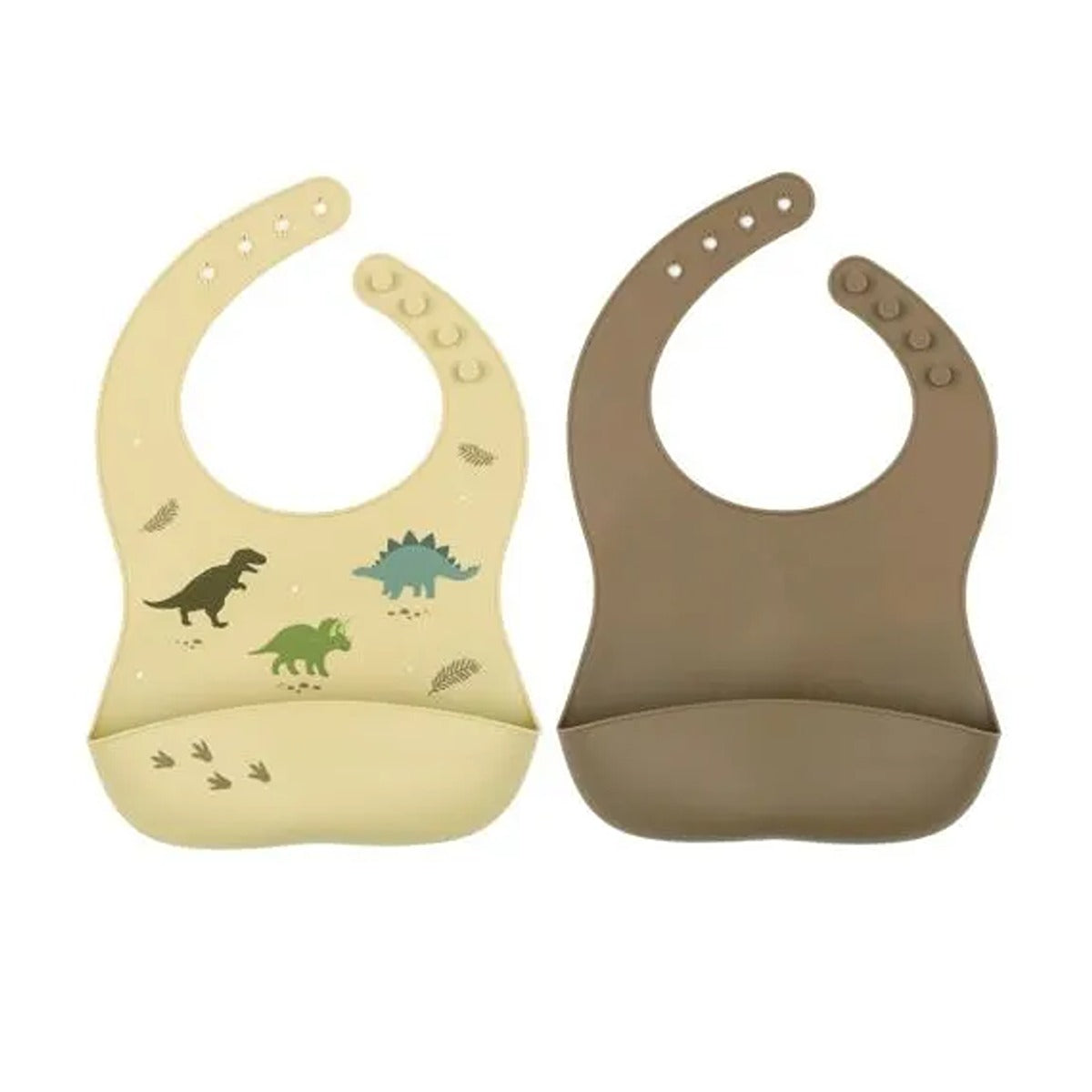 A Little Lovely Company Silicone Bib Set of 2 Dinosaurs