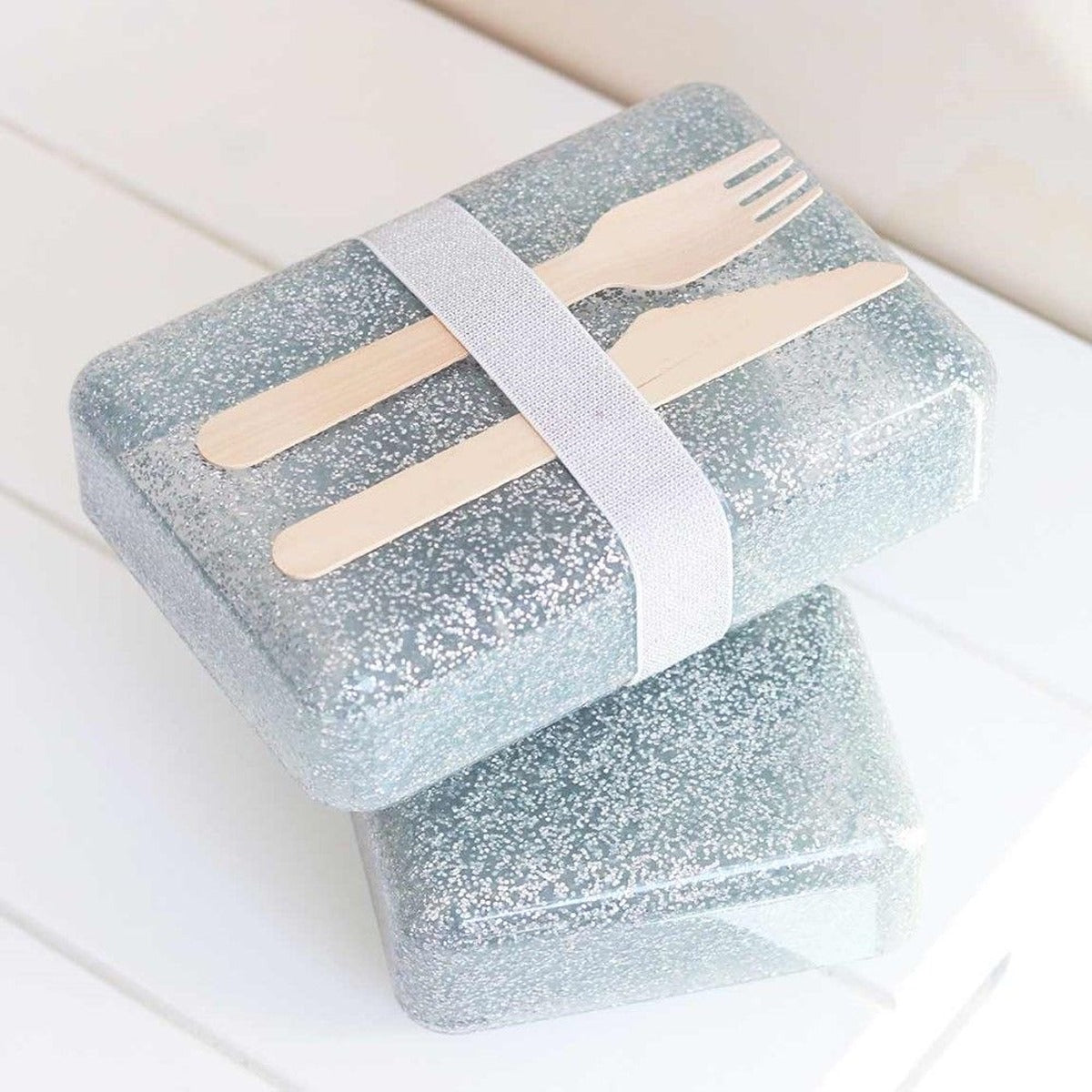 A Little Lovely Company Glitter Lunch Box Silver