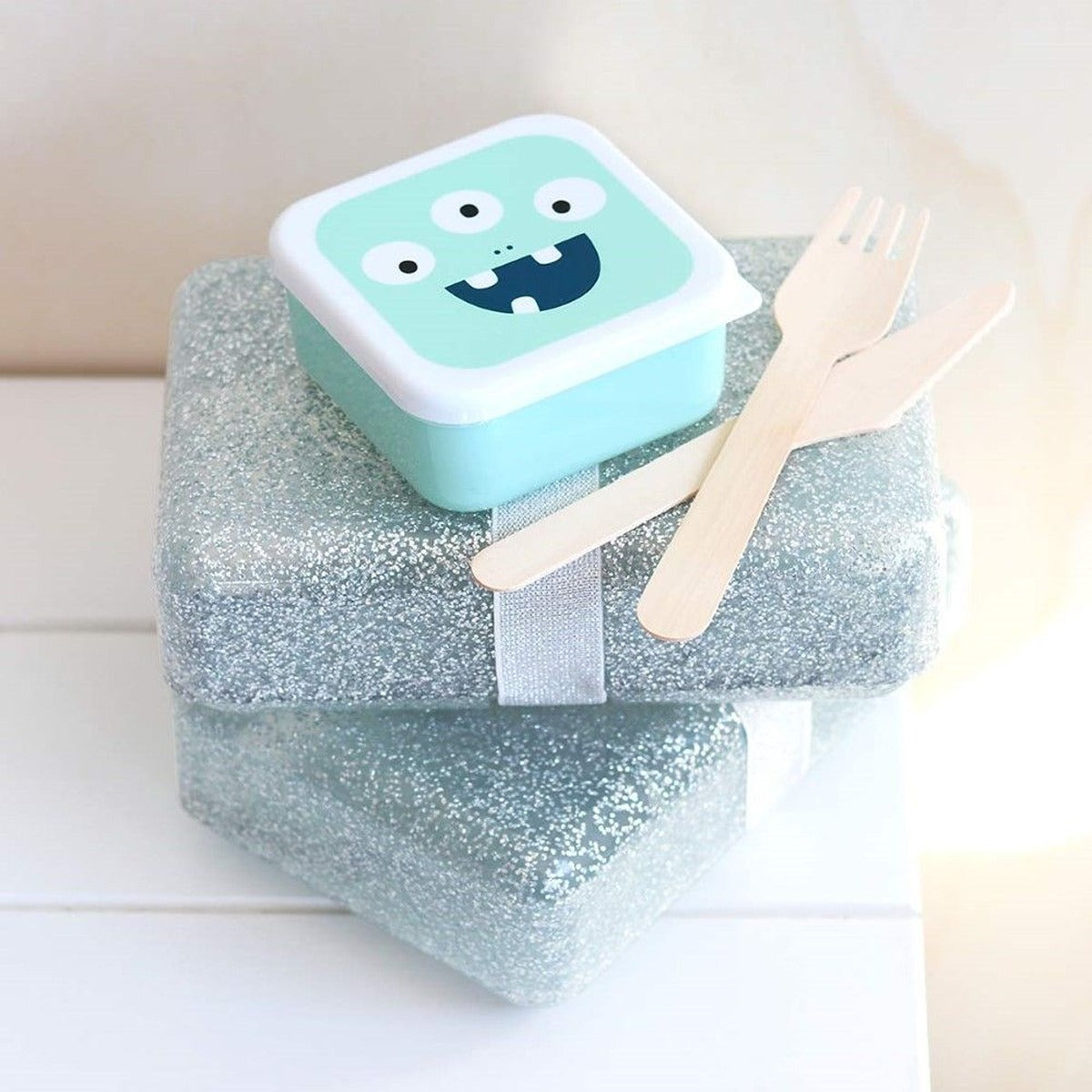 A Little Lovely Company Glitter Lunch Box Silver