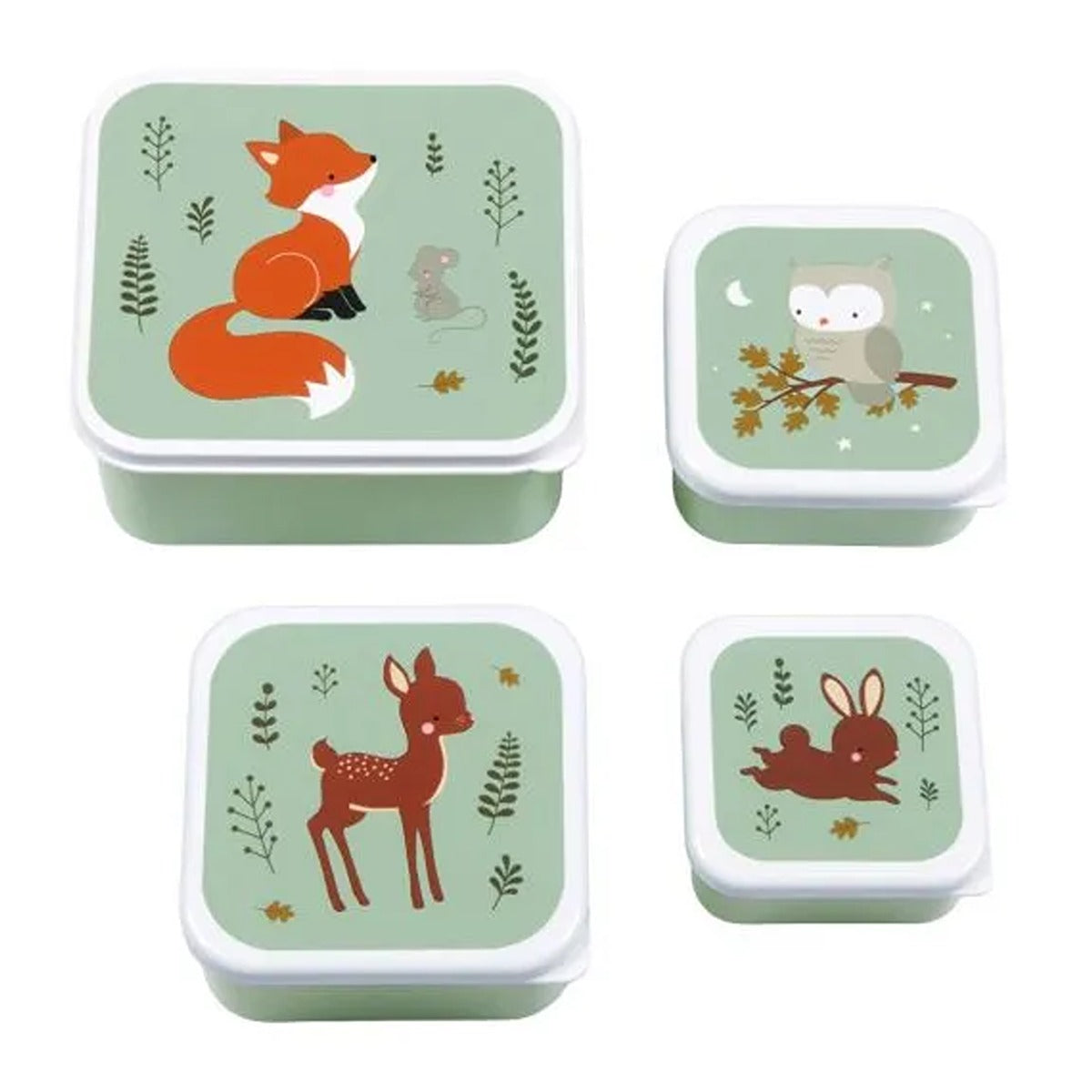 A Little Lovely Company Lunch and Snack Box Set Forest Friends - Sage