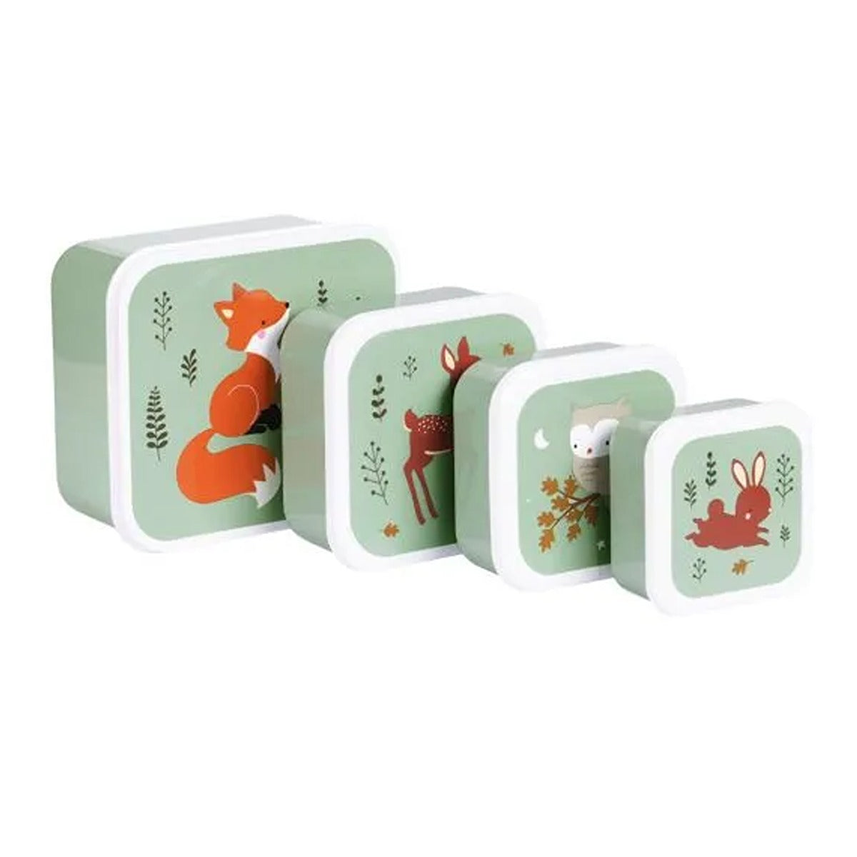 A Little Lovely Company Lunch and Snack Box Set Forest Friends - Sage