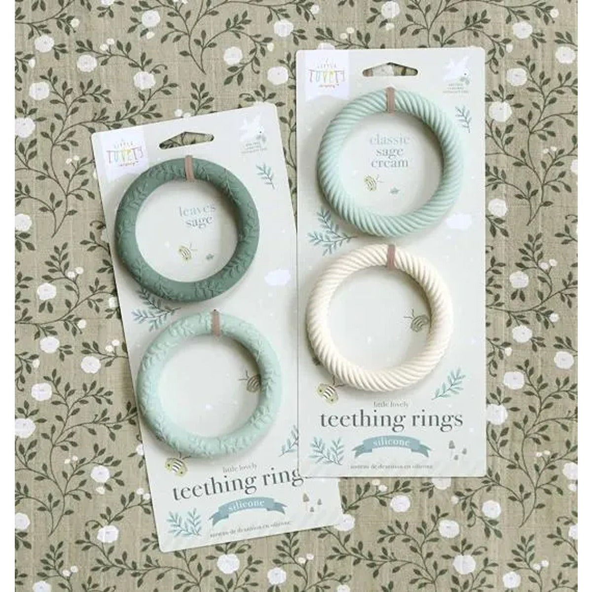 A Little Lovely Company Silicone Teether Classic Sage Cream