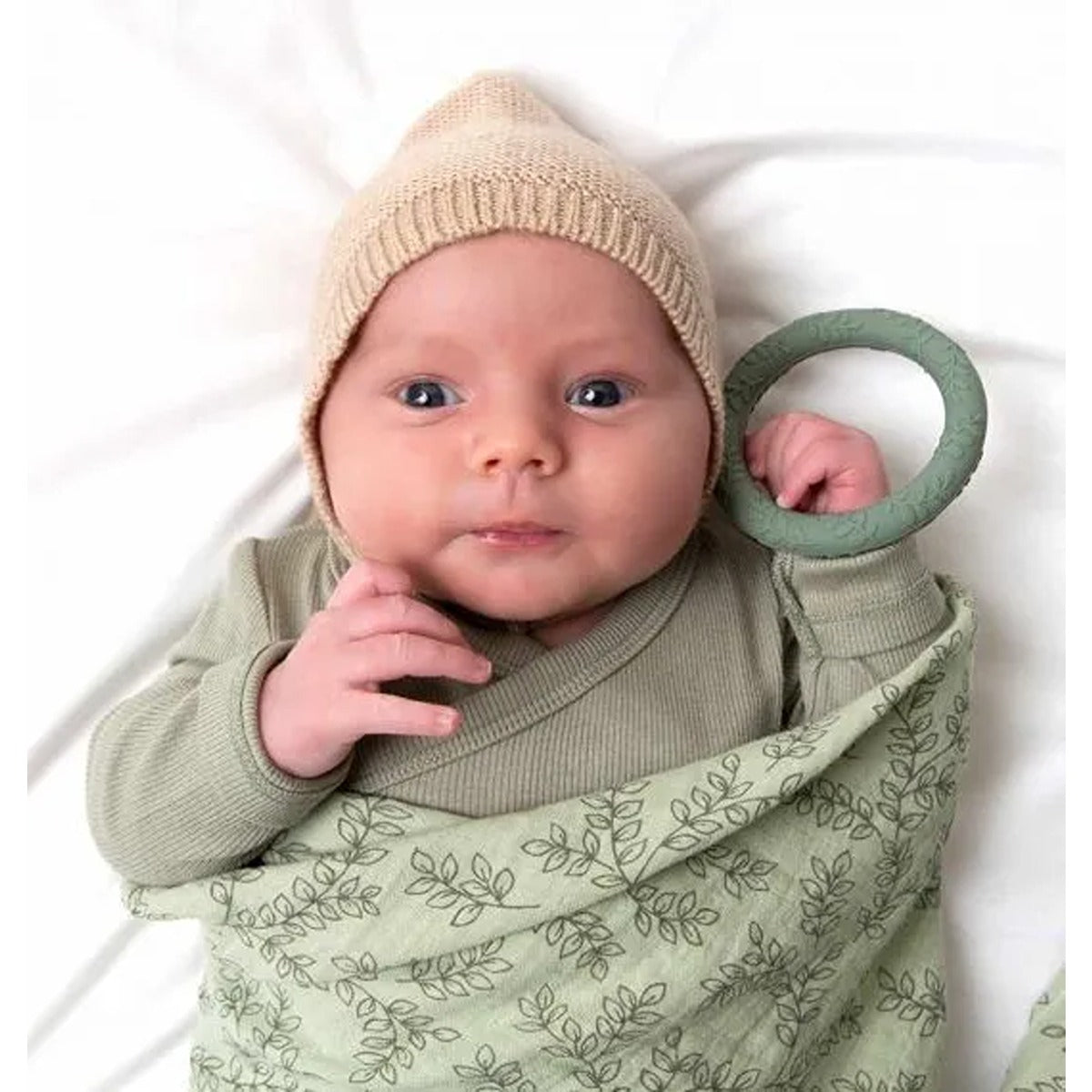 A Little Lovely Company Silicone Teether Leaves Sage