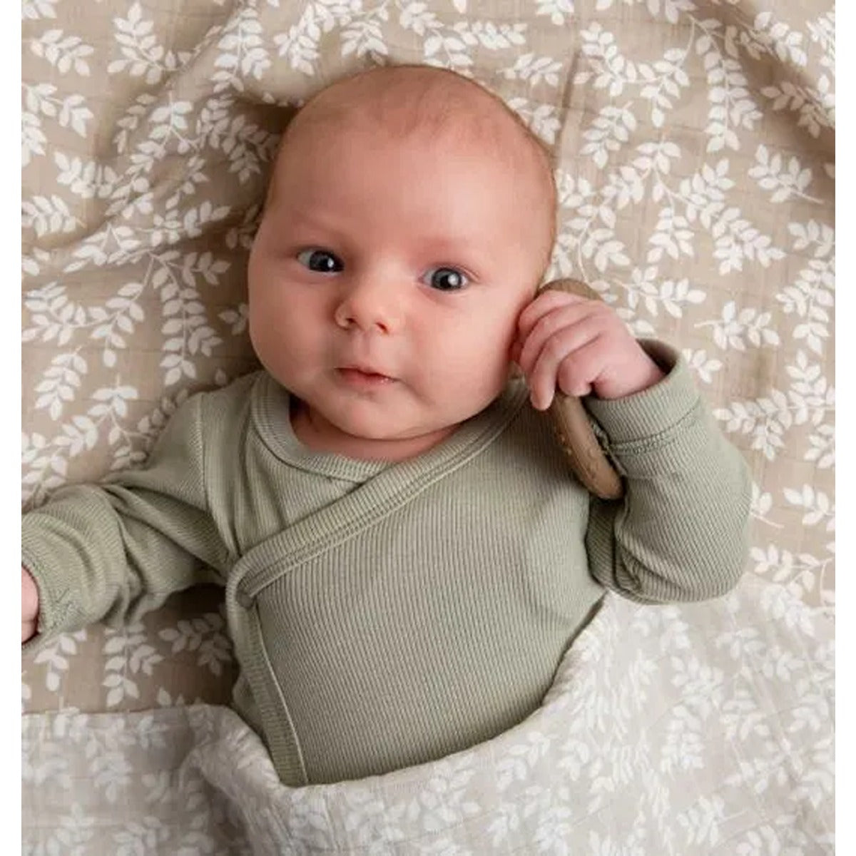 A Little Lovely Company Silicone Teether Leaves Taupe