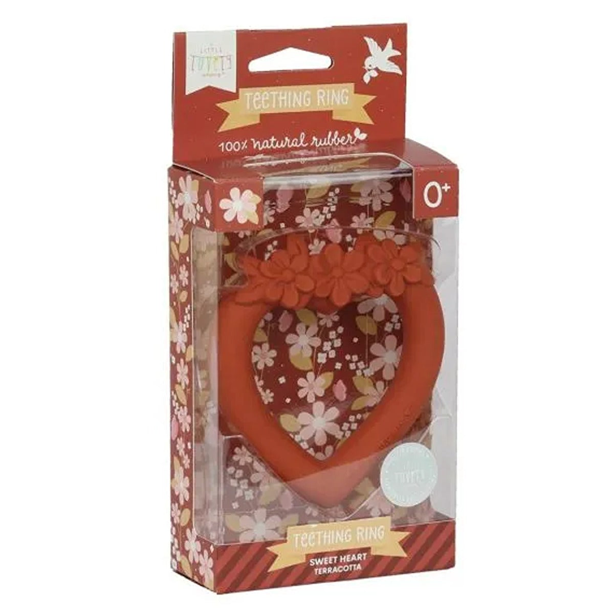 A Little Lovely Company Teething Ring Sweet Heart Terracotta
