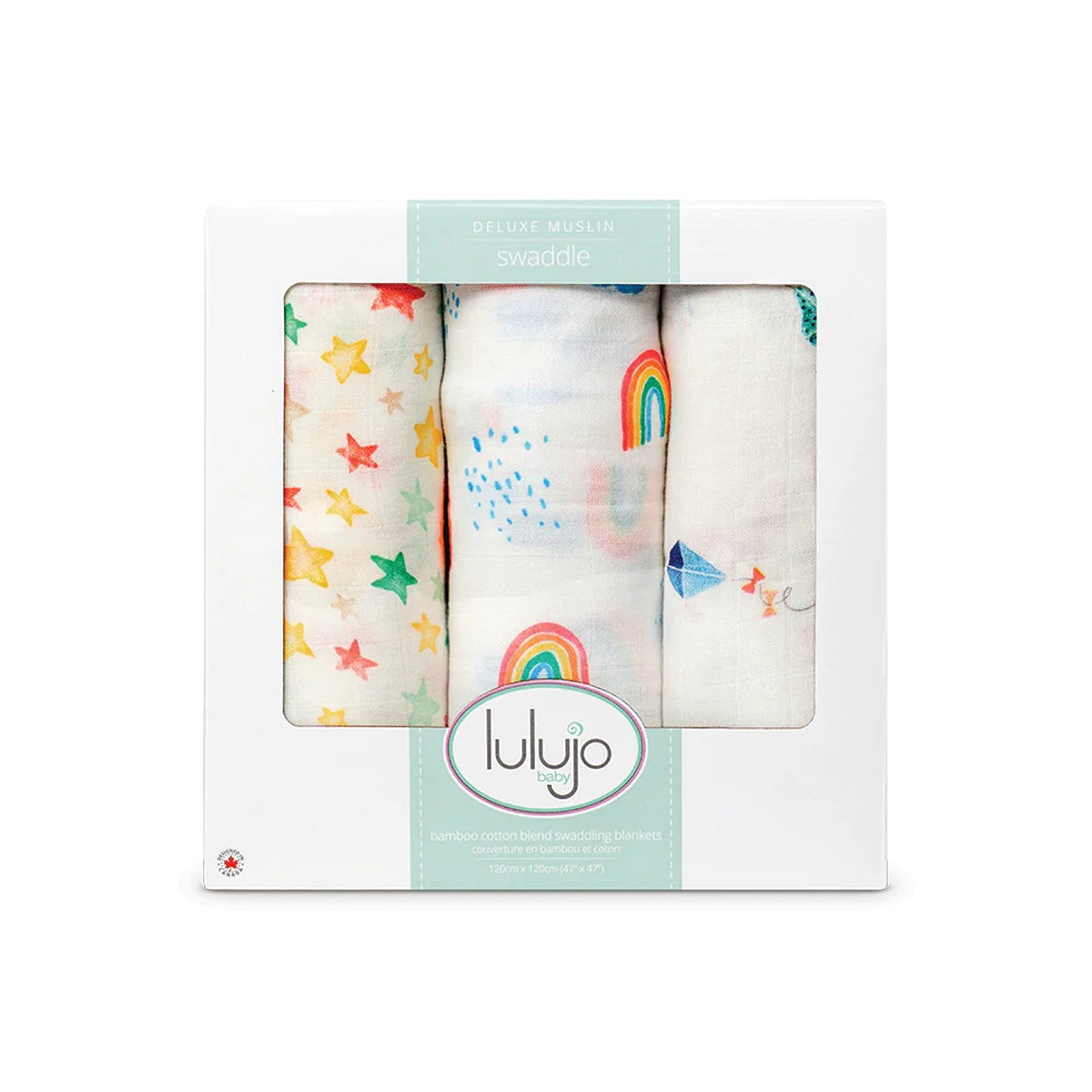 Lulujo 3-Pack Bamboo Muslin Swaddle Blankets - High in the Sky