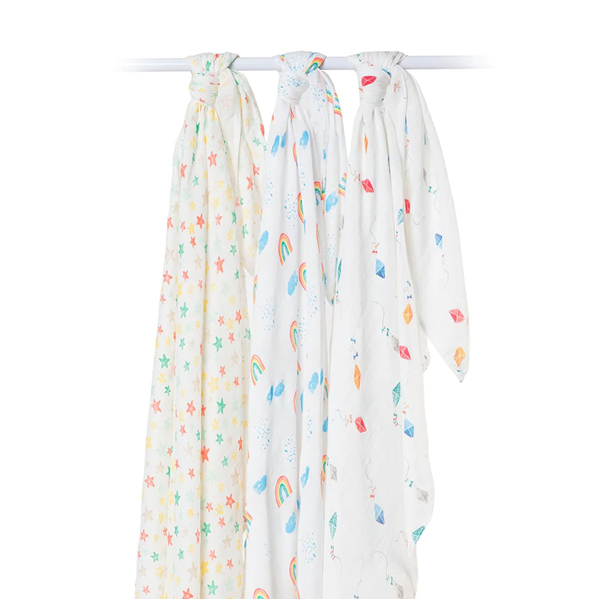 Lulujo 3-Pack Bamboo Muslin Swaddle Blankets - High in the Sky