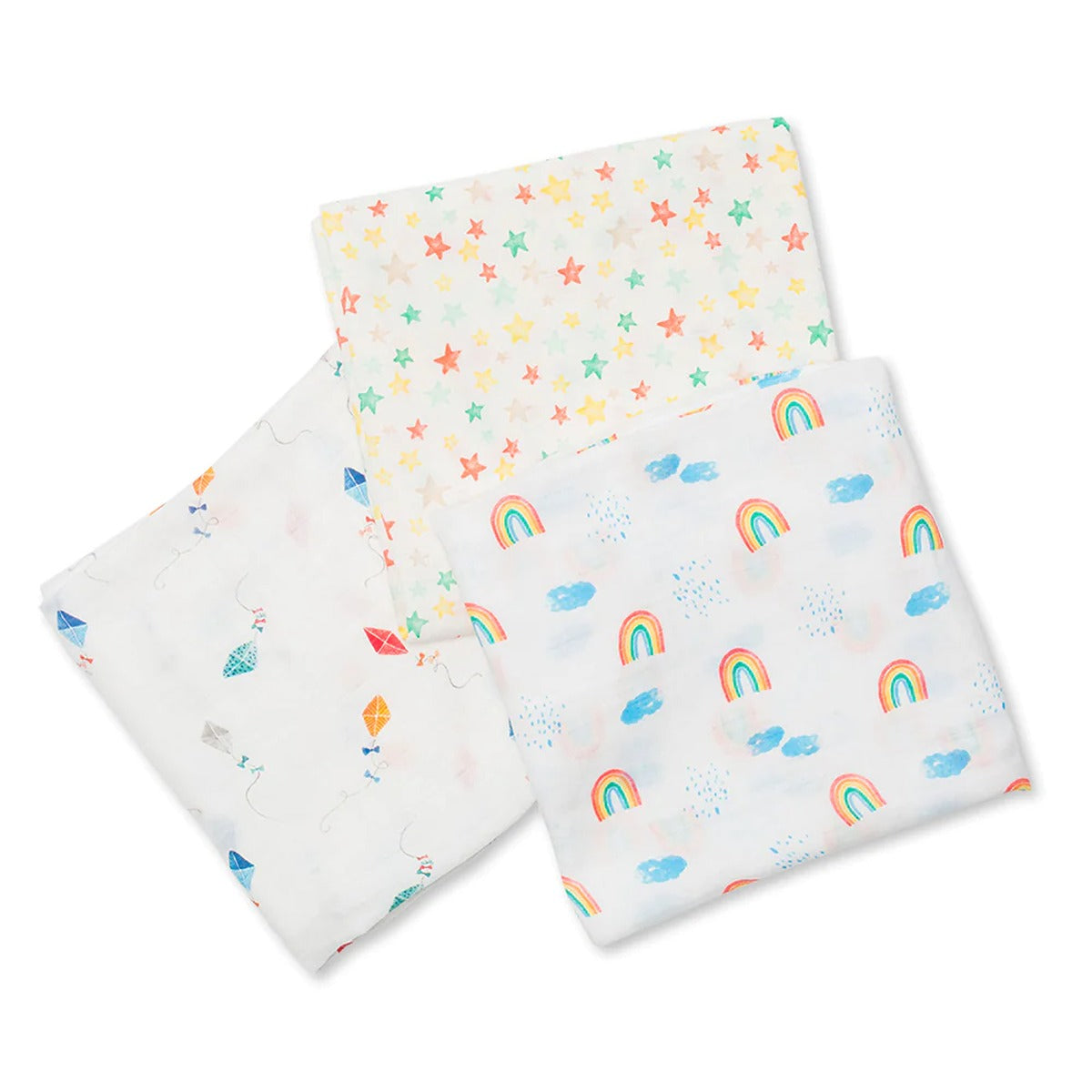 Lulujo 3-Pack Bamboo Muslin Swaddle Blankets - High in the Sky