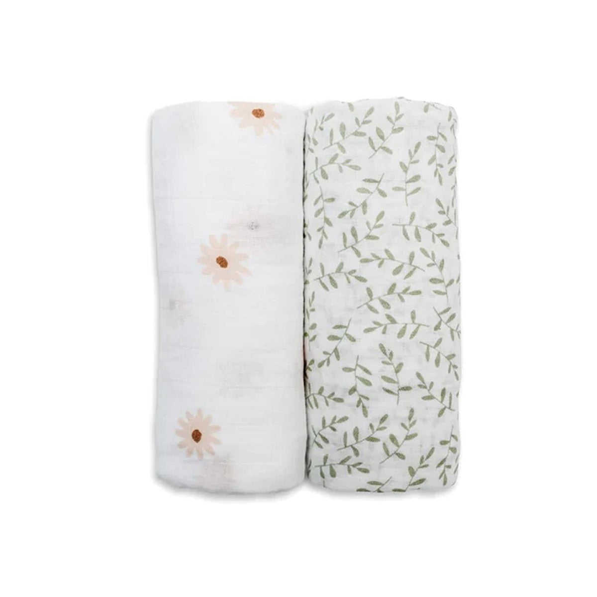 Lulujo 2-pack Cotton Swaddles - Daisy / Greenery