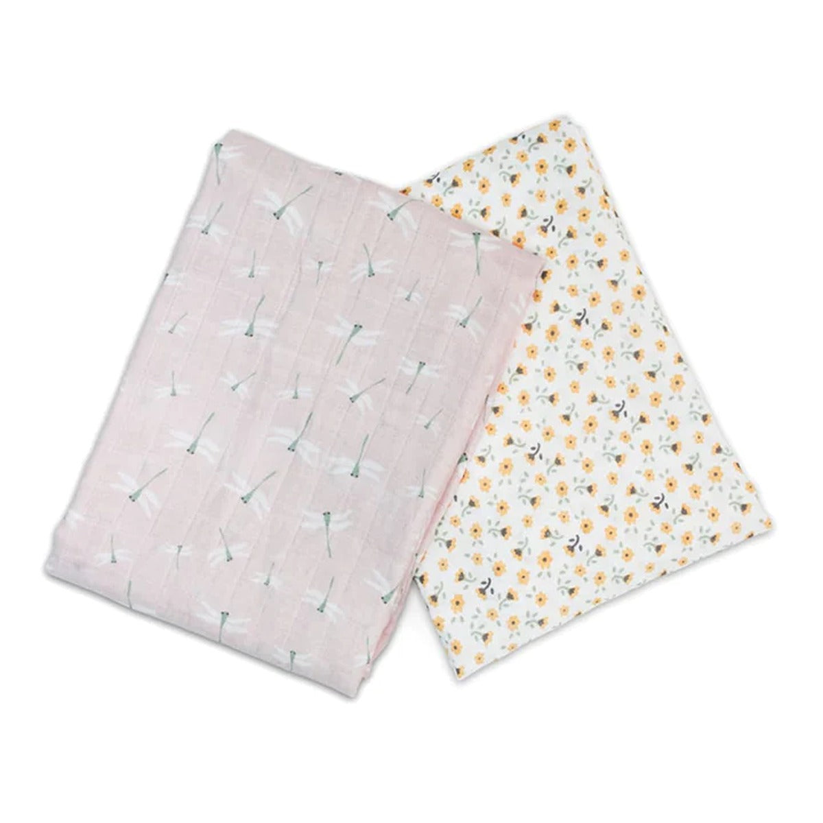 Lulujo 2-pack Cotton Swaddles - Vintage Floral / Dragonfly