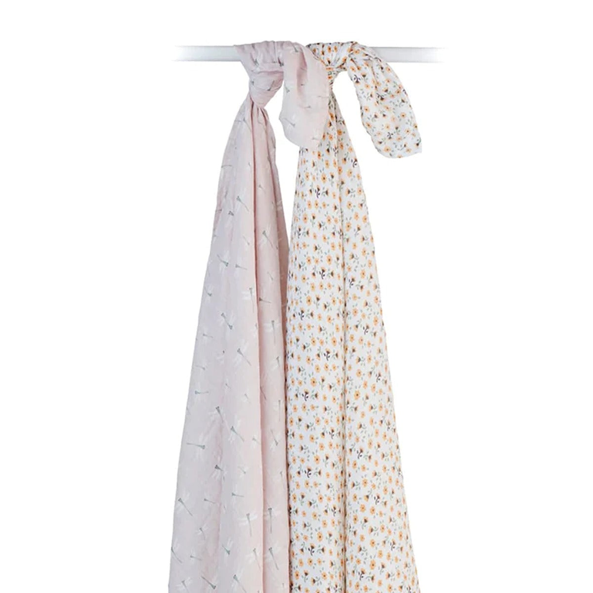 Lulujo 2-pack Cotton Swaddles - Vintage Floral / Dragonfly