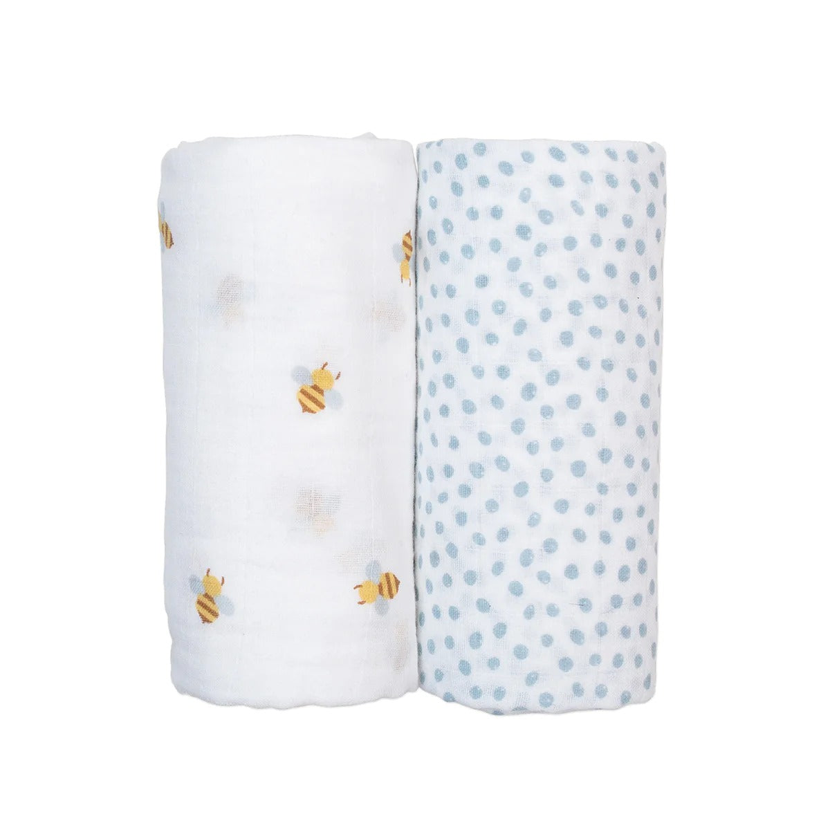Lulujo 2-pack Cotton Swaddles - Bees & Dots