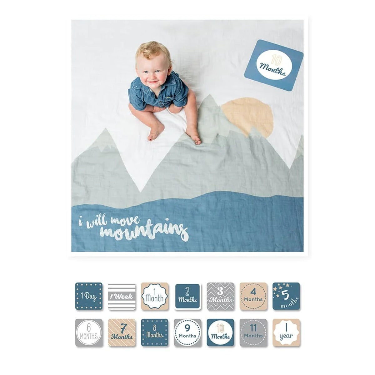 Lulujo Baby"s First Year? Blanket & Cards Set - I Move Mountains