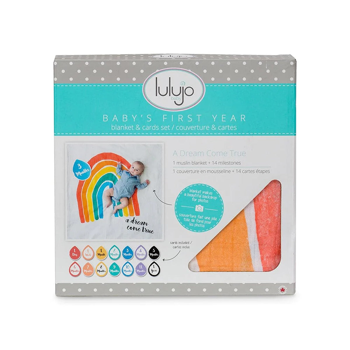 Lulujo Baby"s First Year? Blanket & Cards Set - A Dream Come True
