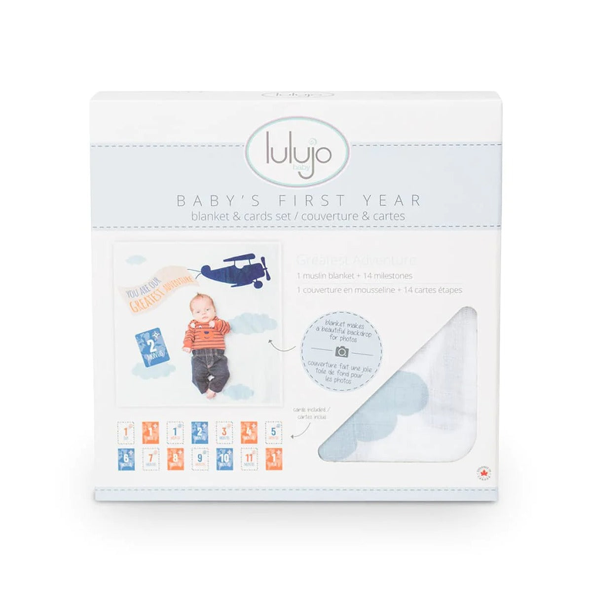 Lulujo Baby"s First Year? Blanket & Cards Set -  Greatest Adventure
