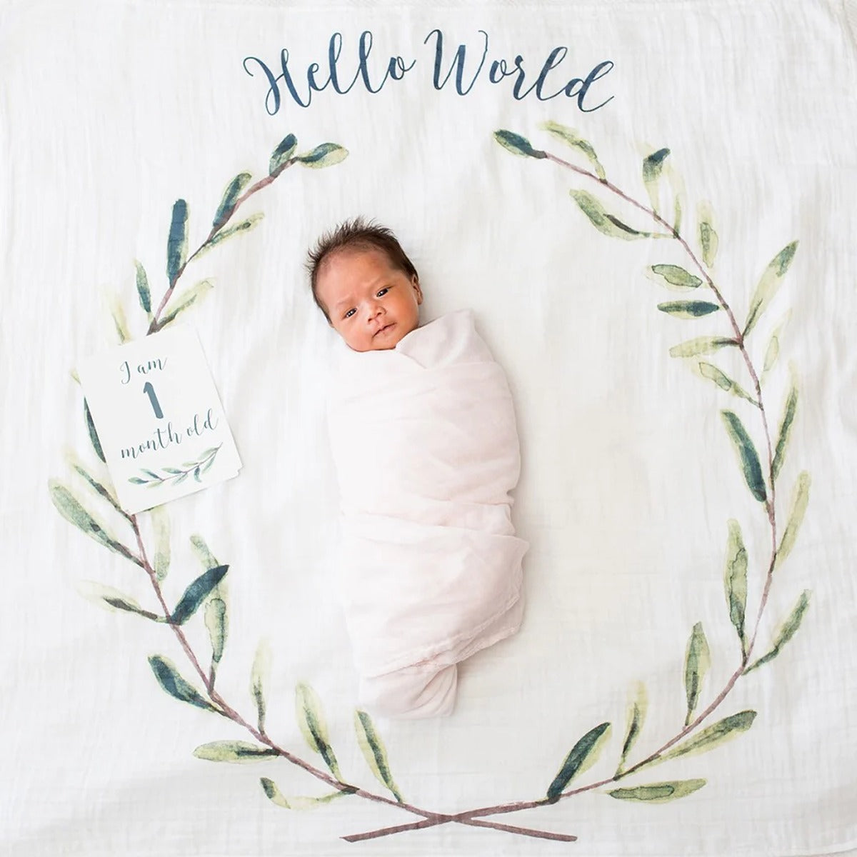 Lulujo Baby"s First Year? Blanket & Cards Set -  Hello World