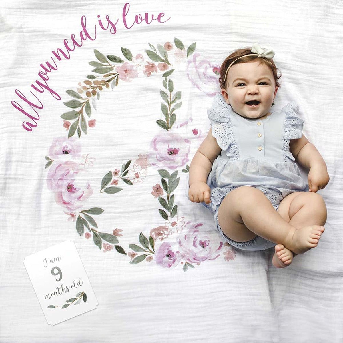 Lulujo Baby"s First Year? Blanket & Cards Set -  All You Need is Love