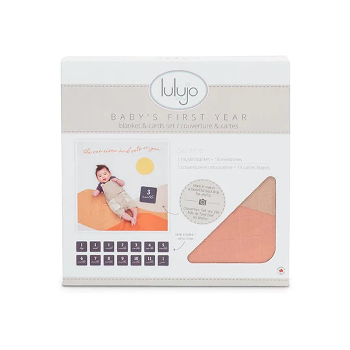 Lulujo Baby"s First Year? Blanket & Cards Set - Sun Rise