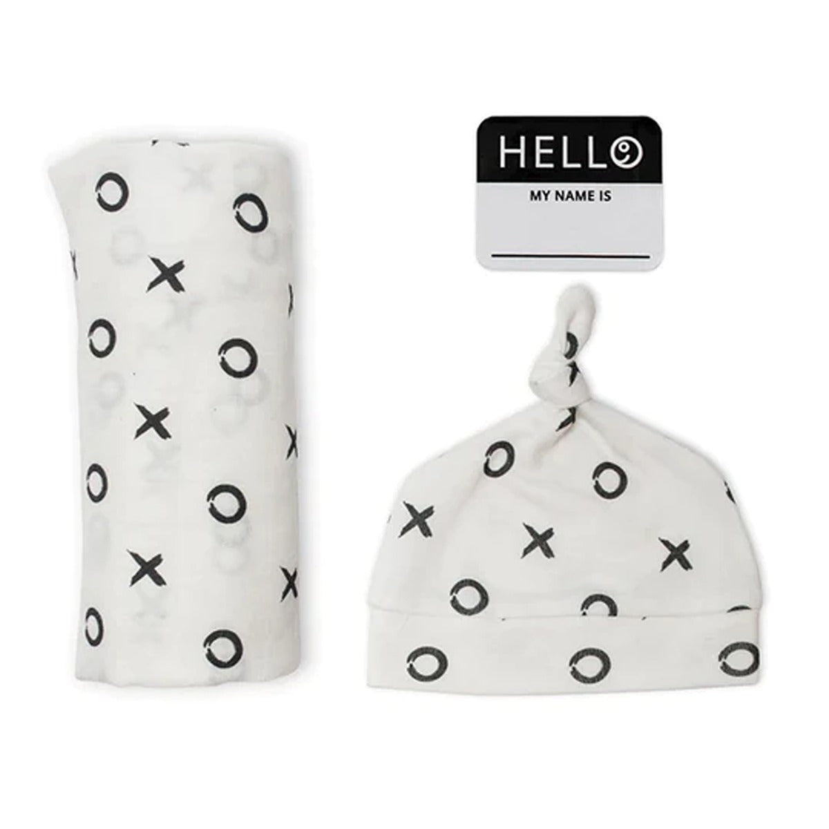 Lulujo Hello World Set (Bamboo Hat + Swaddle blanket) - XO