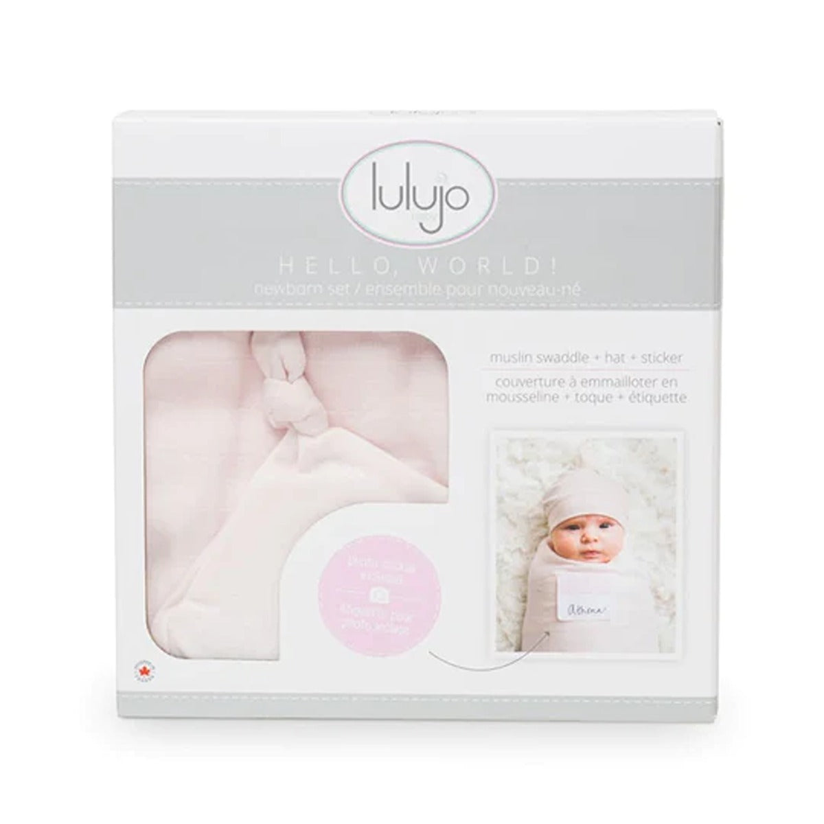 Lulujo Hello World Set (Bamboo Hat + Swaddle blanket) - Pink