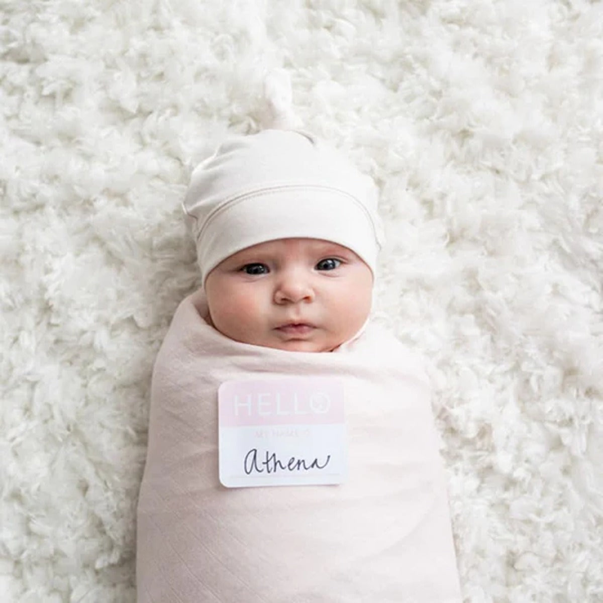 Lulujo Hello World Set (Bamboo Hat + Swaddle blanket) - Pink