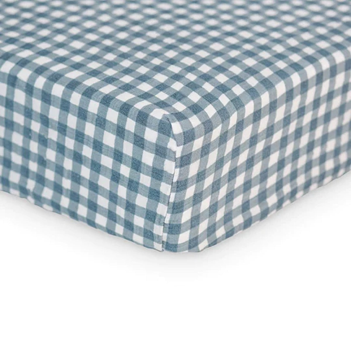 Lulujo Muslin Crib Sheet (135cm x 70cm) - Navy Gingham